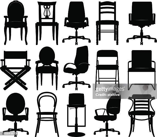 illustrazioni stock, clip art, cartoni animati e icone di tendenza di sedie collezione silhouette - sedia