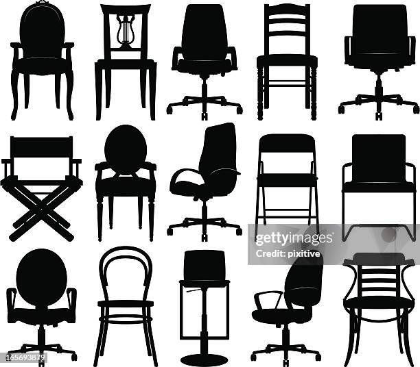 stockillustraties, clipart, cartoons en iconen met chairs silhouettes collection - chair