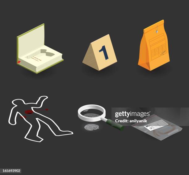 evidence icon set - dead body vector stock illustrations