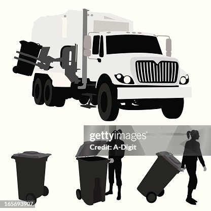 Automated Garbage Vector Silhouette Automated Garbage Vector Silhouette