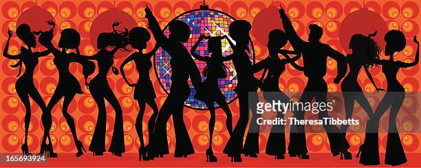 seventies disco silhouette - disco costume stock illustrations