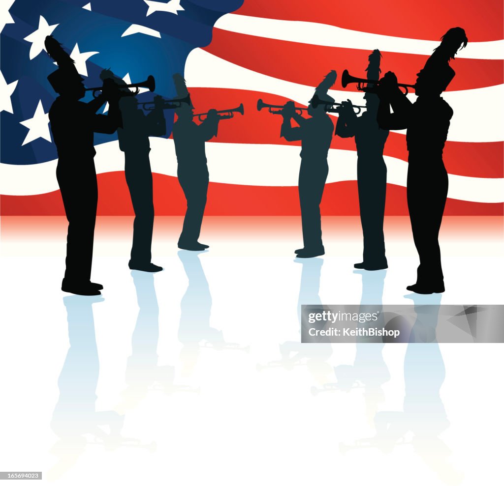 American Parade Marching Band with Flag