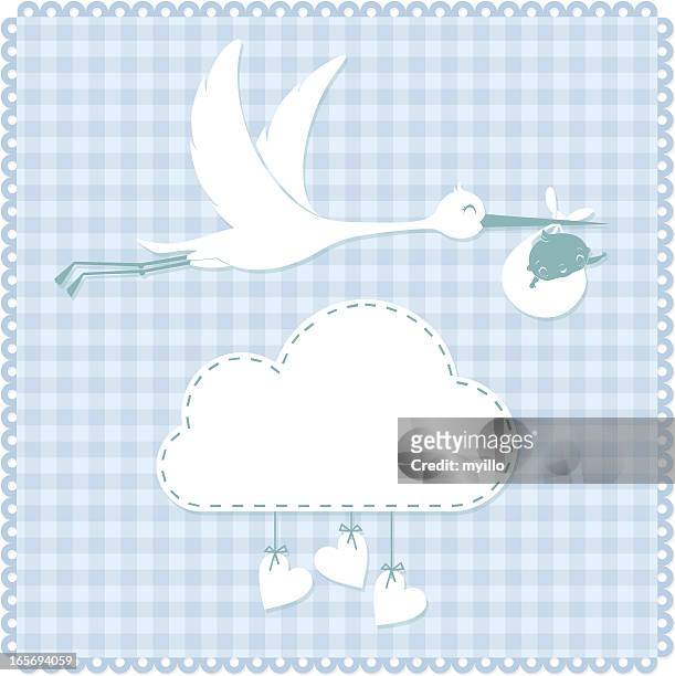 stork and baby - baby boys stock illustrations