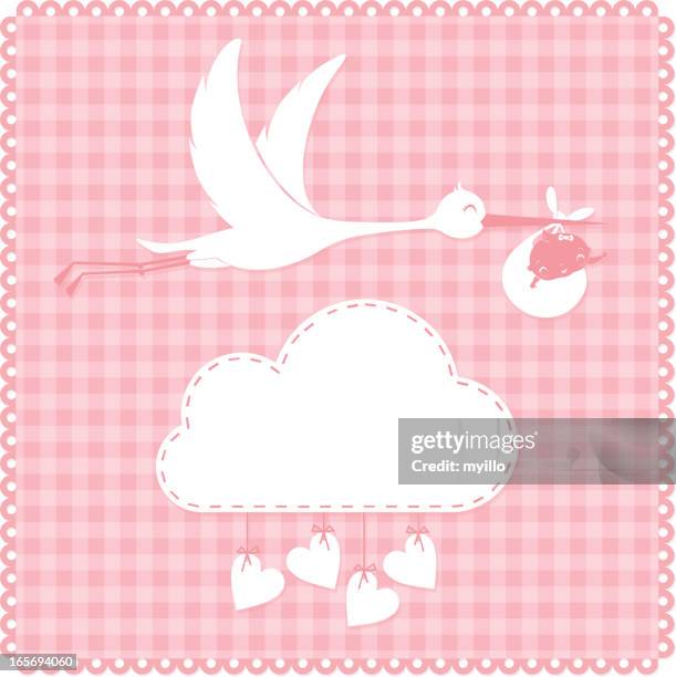 storch und baby - it's a girl stock-grafiken, -clipart, -cartoons und -symbole