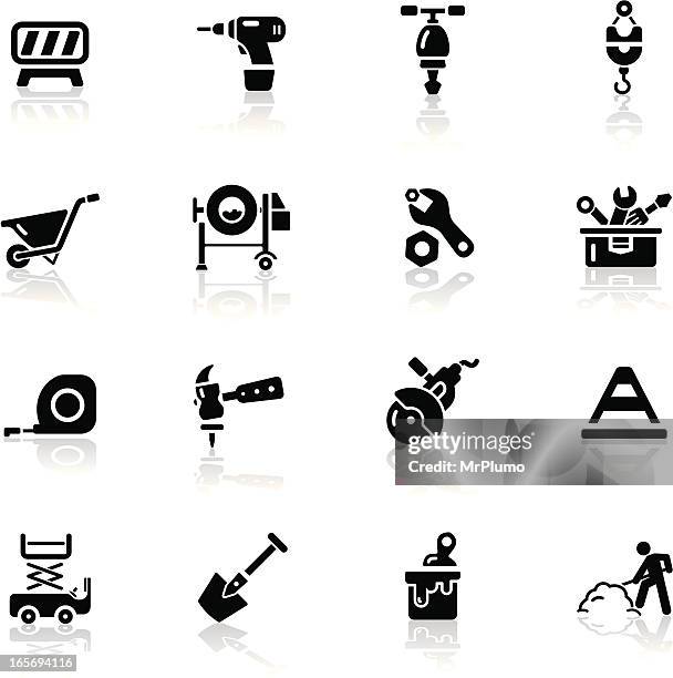 stockillustraties, clipart, cartoons en iconen met deep black series | construction icons - slijptol