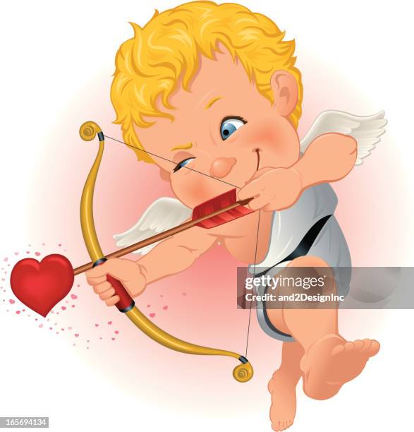 cupid takes aim - cupid wings stock illustrations