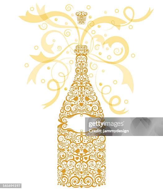 celebration champagne - champagne label stock illustrations