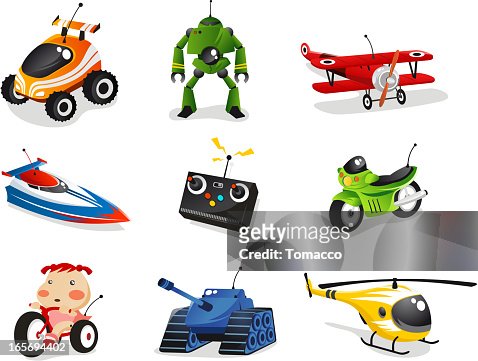 Remote Control Toys Car Robot Plane Ship Helicopter Bike High-Res Vector  Graphic - Getty Images