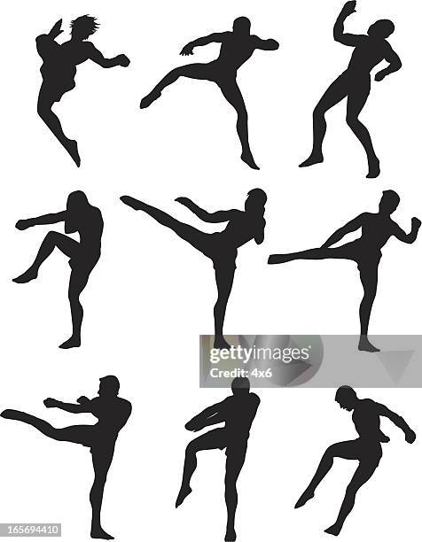 thai kick boxing - muaythai boxing stock illustrations