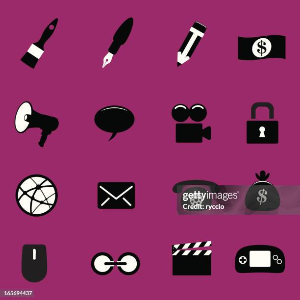 multimedia mini icons - security camera isolated stock illustrations