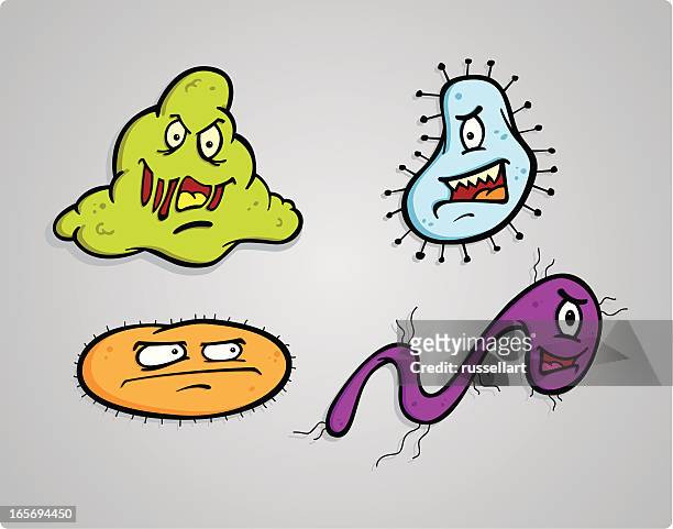 germs - ugly cartoon characters stock illustrations