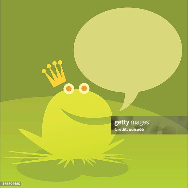 frog prince with speech bubble - frog prince stock illustrations