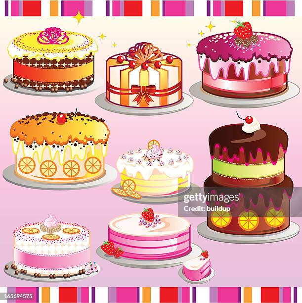 cakes - strawberry shortcake stock illustrations