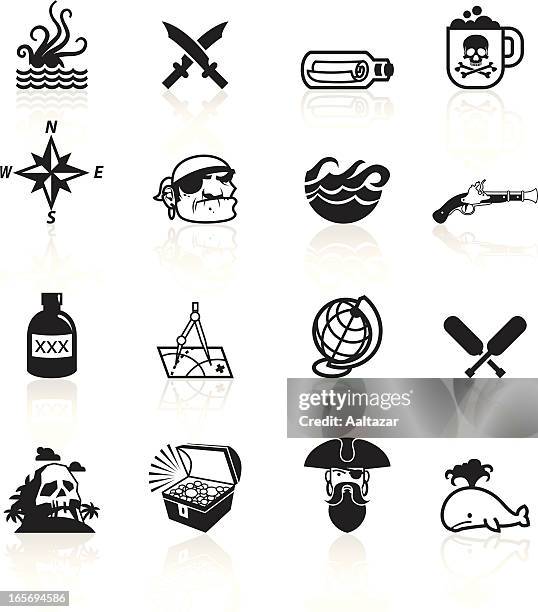 black symbols - pirates - sea monster stock illustrations