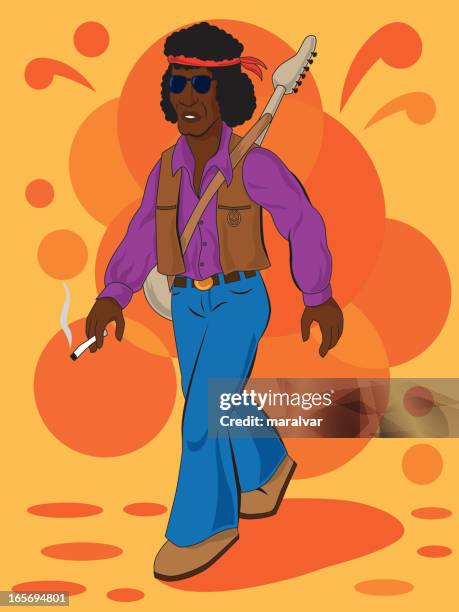 musician retro - man smoking cigarette stock illustrations