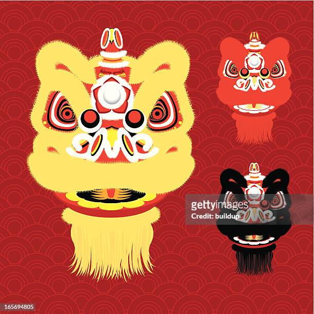 ilustrações de stock, clip art, desenhos animados e ícones de ano novo chinês dança do leão de cabeça - arte cultura e espetáculo