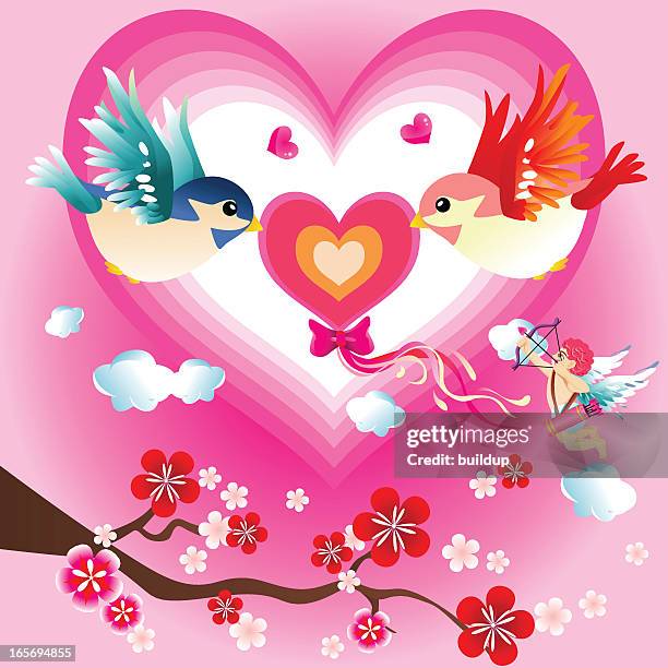valentine birds - love in stock illustrations