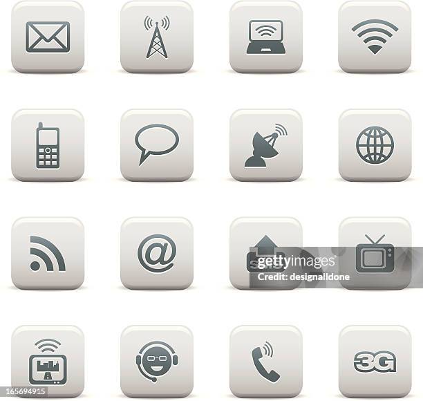 communications icon set - third generation technology stock illustrations