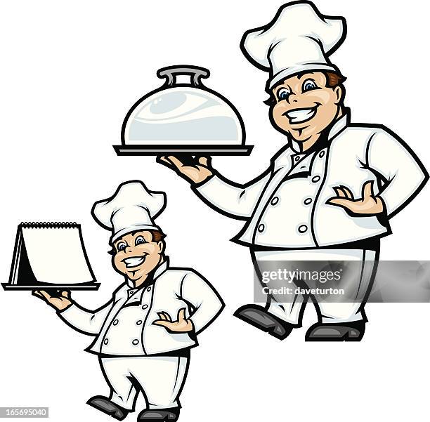 chef presenting - overweight cooking stock illustrations