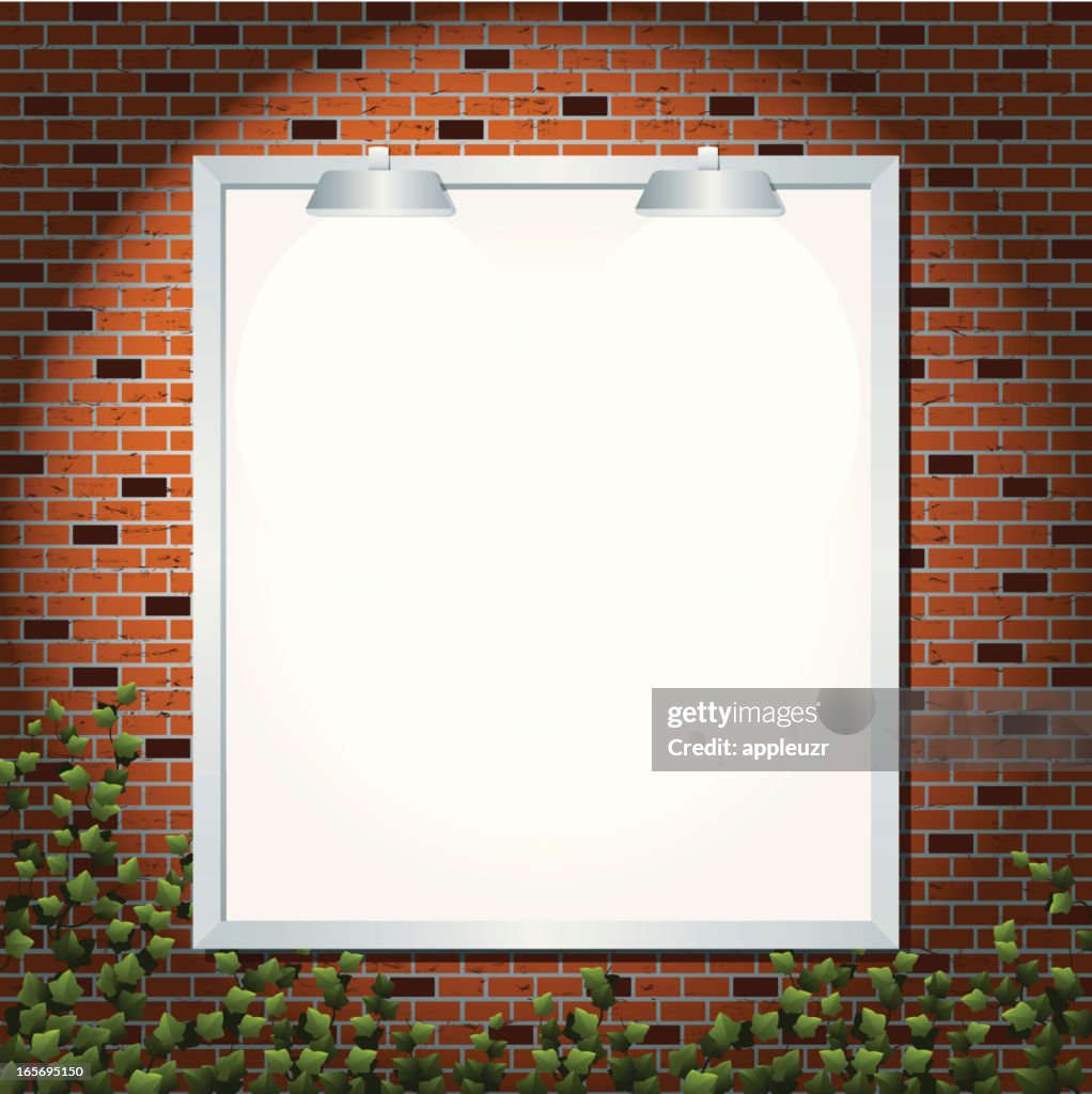Vertical Billboard Against Brick Wall