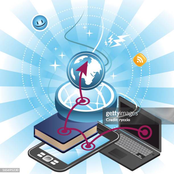 bouncing laptop and internet connection - bouncing ball stock illustrations