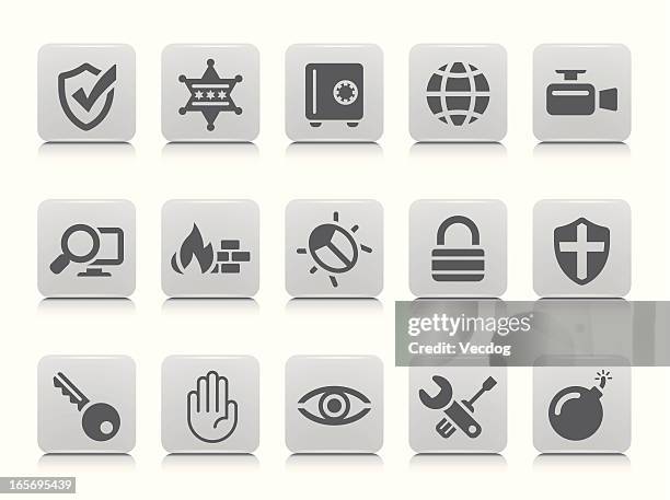 security icon set - police sheild stock illustrations