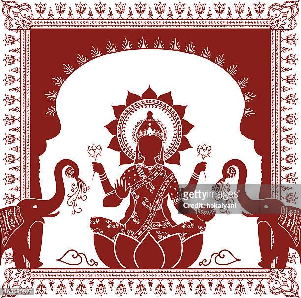 illustrazioni stock, clip art, cartoni animati e icone di tendenza di mehndi lakshmi - induismo
