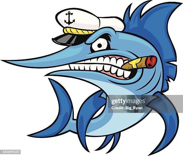 illustrazioni stock, clip art, cartoni animati e icone di tendenza di cap ' n marlin - marlin
