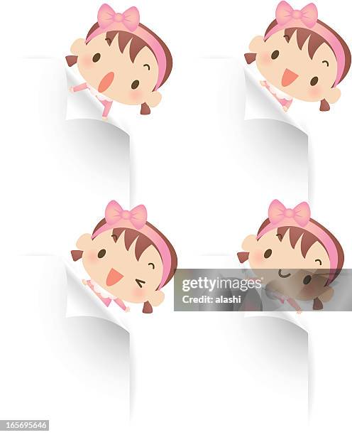 cute baby girl holding blank sign showing something - health retreat banner stock illustrations