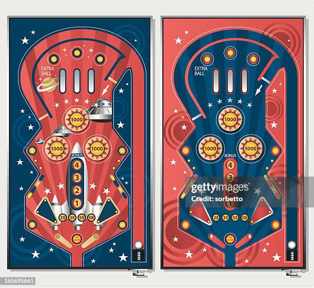 ilustraciones, imágenes clip art, dibujos animados e iconos de stock de vintage máquina pinball - bumper