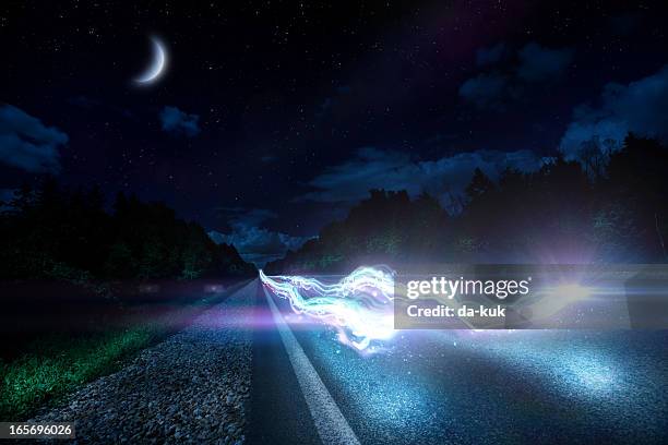 night ride - long exposure light trails stock pictures, royalty-free photos & images