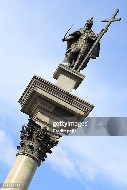zygmunt spalte mit king-size-bett-kolumna zygmunta, warschau - sigismundsäule stock-fotos und bilder