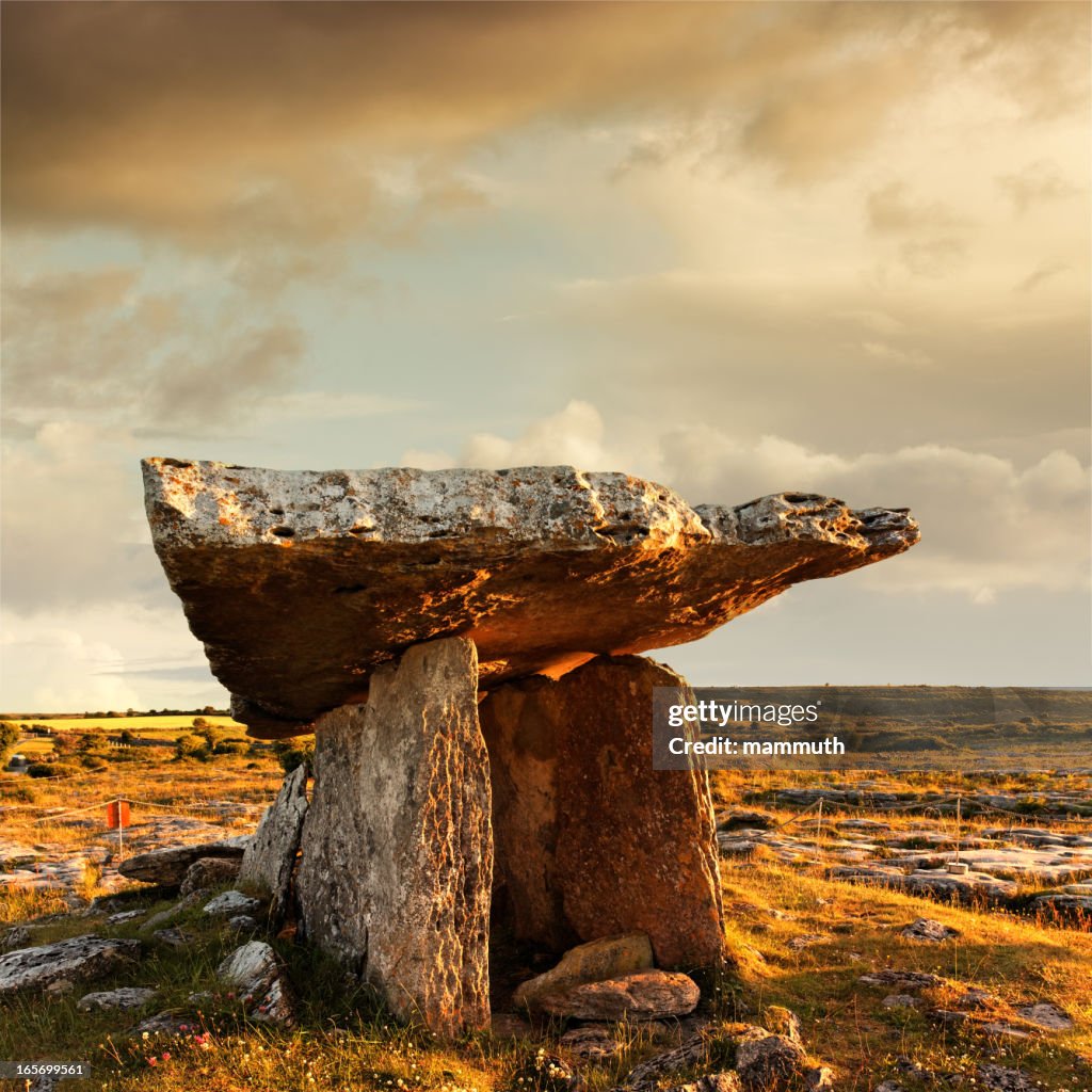 Poulnabrone dolmen at sunset