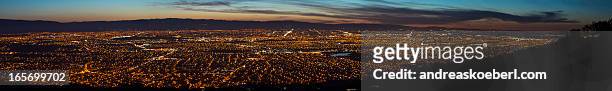 silicon valley panorama at night with lights - san jose california stock pictures, royalty-free photos & images