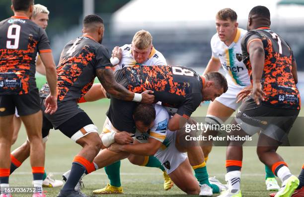 Rayn Smid of Ealing Trailfinders in action during the Premiership Rugby Cup match between Ealing Trailfinders and Northampton Saints at the...