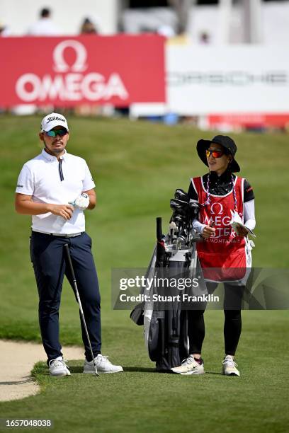 Masahiro Kawamura of Japan looks on during Day Four of the Omega European Masters at Crans-sur-Sierre Golf Club on September 03, 2023 in...