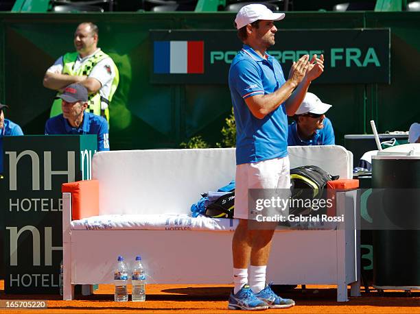 Coach Arnaud Clément of France during the first match between Argentina and France as part of the Davis Cup at Parque Roca Stadium on April 05 Buenos...