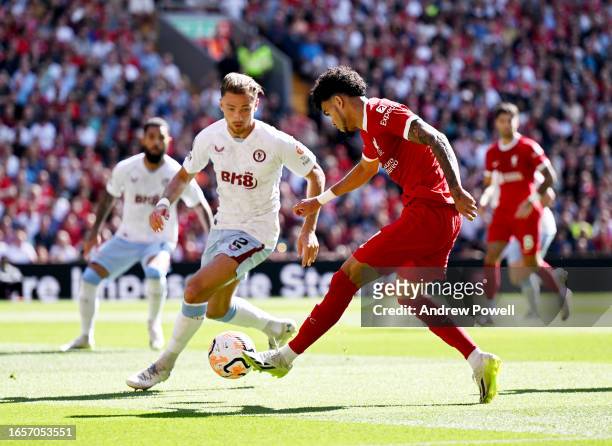 Luis Diaz of Liverpool during the Premier League match between Liverpool FC and Aston Villa at Anfield on September 03, 2023 in Liverpool, England.