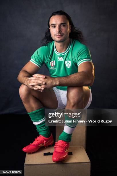 James Lowe of Ireland poses for a portrait during the Ireland Rugby World Cup 2023 Squad photocall on September 01, 2023 in Tours, France.