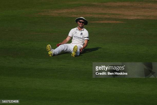 Ed Barnard of Warwickshire looks on during day one of the LV= Insurance County Championship Division 1 match between Surrey and Warwickshire at The...