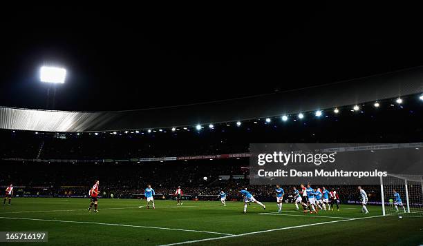 General view of the action during the Eredivisie match between Feyenoord and VVV Venlo at De Kuip on April 5, 2013 in Rotterdam, Netherlands.