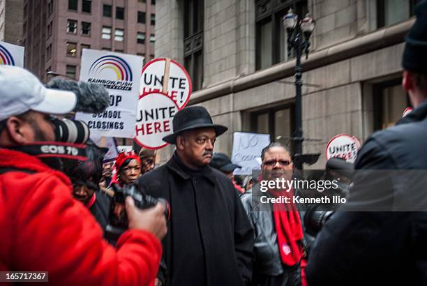 Chicago Teachers Union, SIEU Local 1, friends and sympathizers protesting planned Chicago Public School closings. The Loop, Chicago, March 27, 2013.