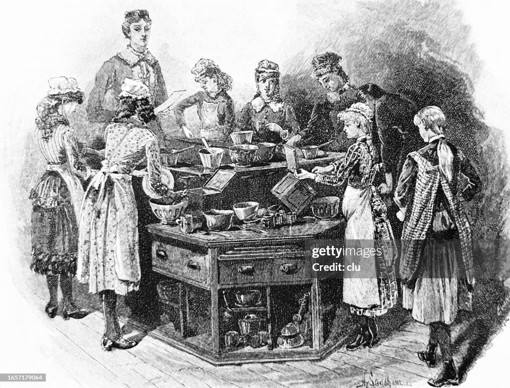 A cooking class in a Boston Vacation school