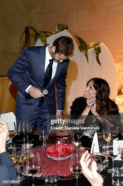 Gerard Butler and Madalina Ghenea attend a gala dinner by Antonello Colonna for the movie 'Olympus Has Fallen' on April 5, 2013 in Rome, Italy.