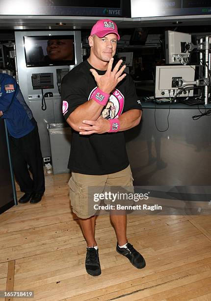 Actor John Cena rings the closing bell at the New York Stock Exchange on April 5, 2013 in New York City.