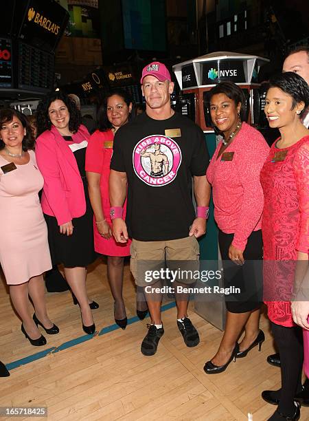 Actor John Cena rings the closing bell at the New York Stock Exchange on April 5, 2013 in New York City.