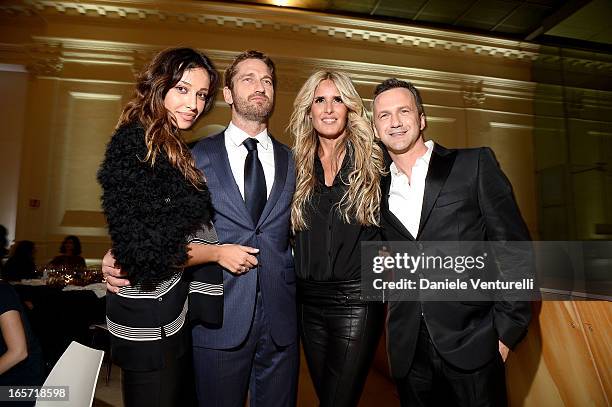 Madalina Ghenea, Gerard Butler Tiziana Rocca and Roberto Proia, CEO of Notorius attend a gala dinner by Antonello Colonna for the movie 'Olympus Has...