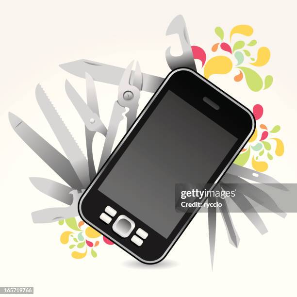 multi tasking phone - multitasking phone stock illustrations