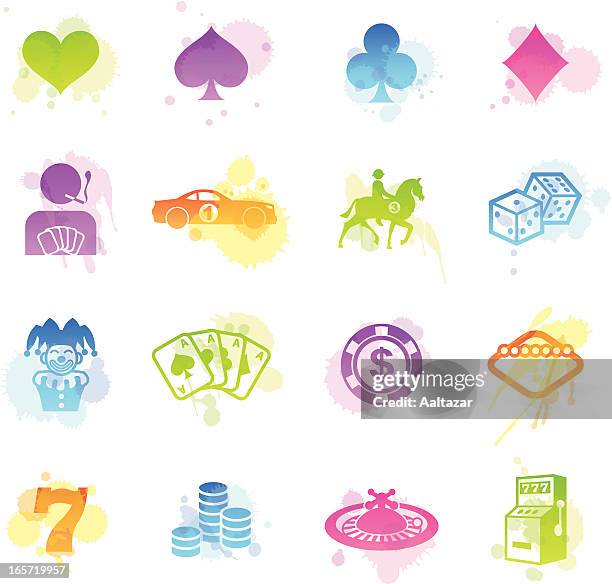 stains icons - gambling - slot machine on white stock illustrations