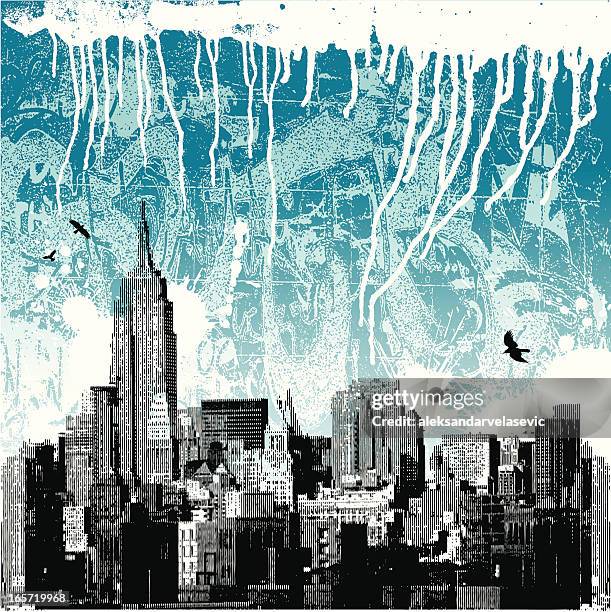 ilustraciones, imágenes clip art, dibujos animados e iconos de stock de invierno grunge de la ciudad de nueva york - new york